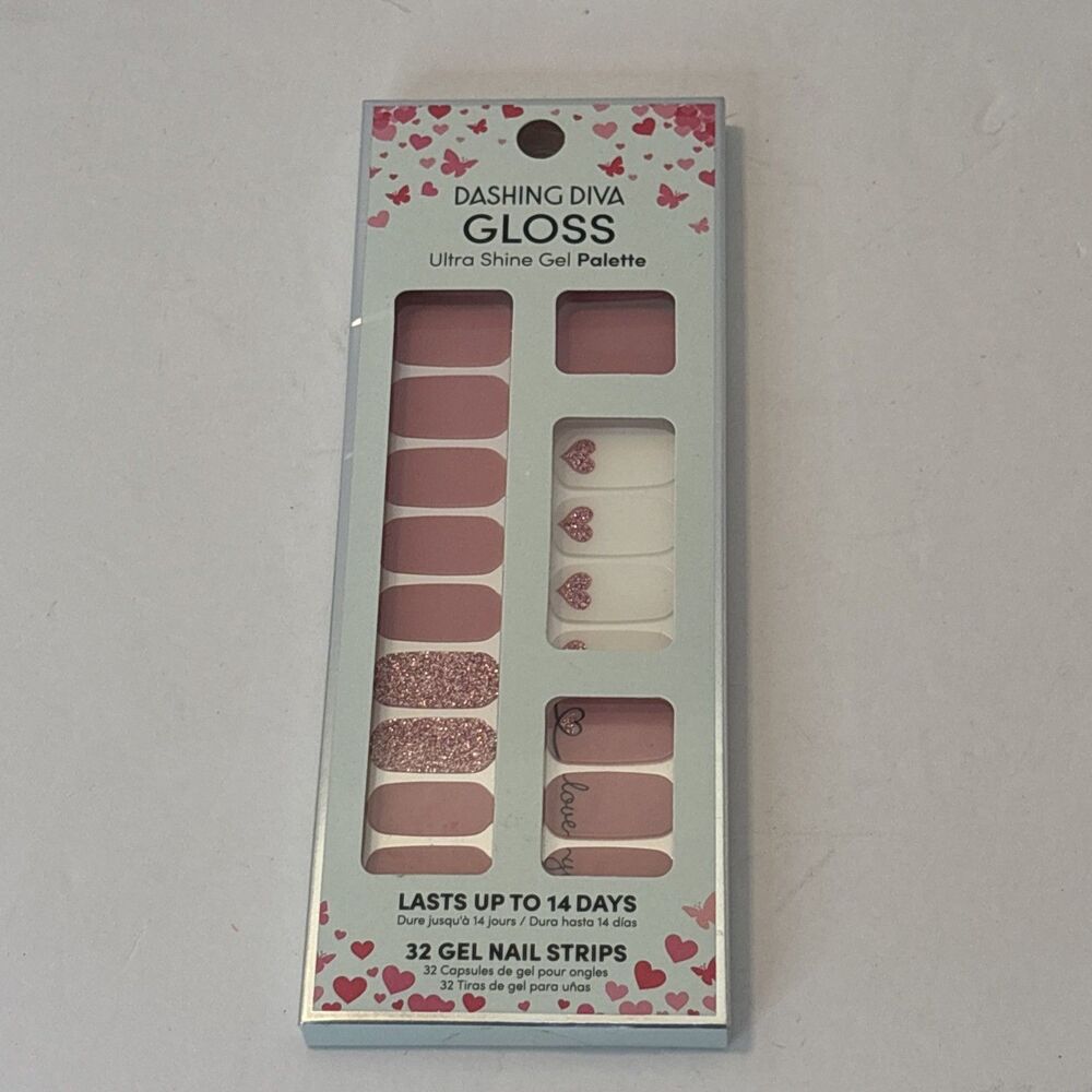 Dashing Diva Love Notes Gloss Ultra Shine Gel Palette Nail Strips New in Box